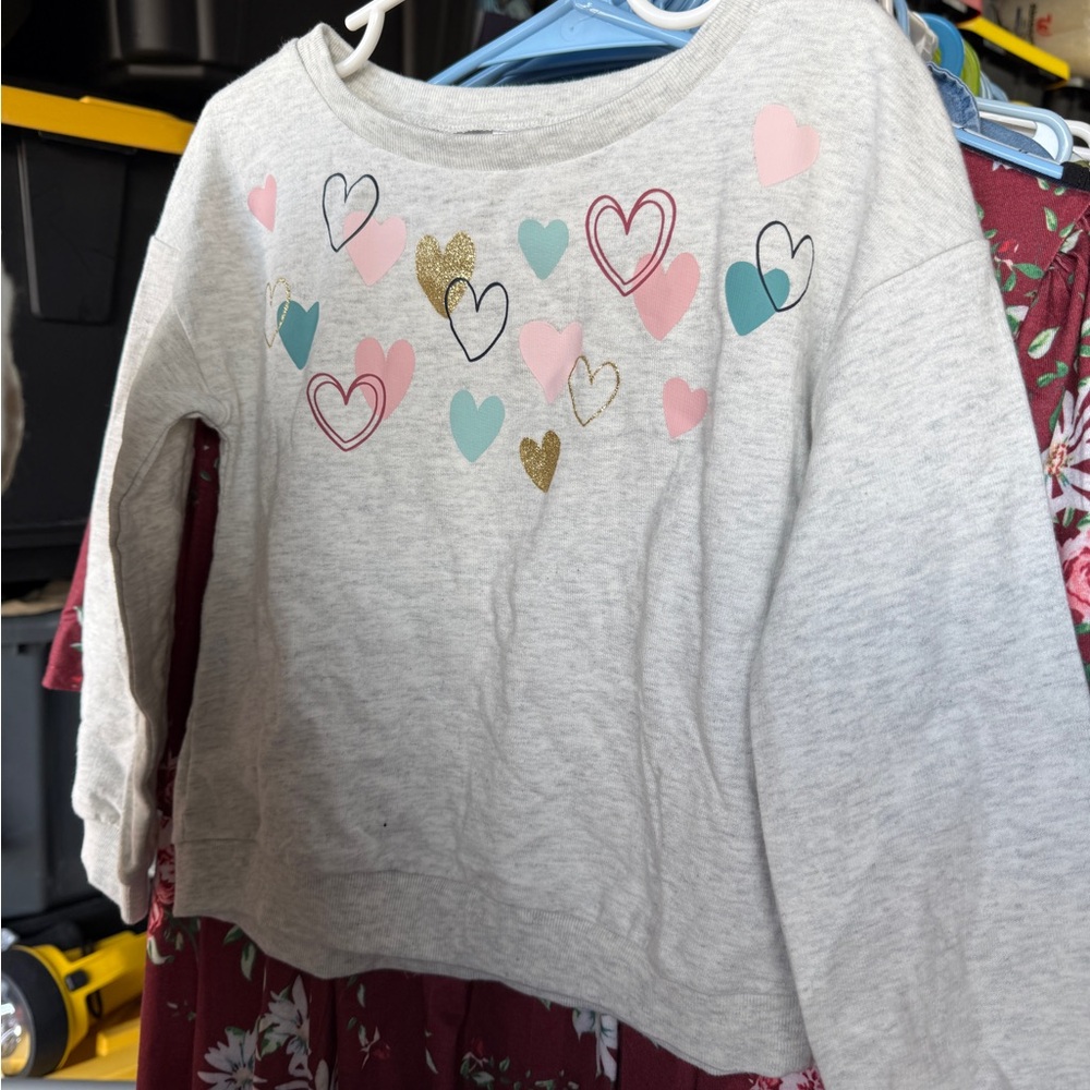 Carter's Gray Sweatshirt with Colorful Heart Design